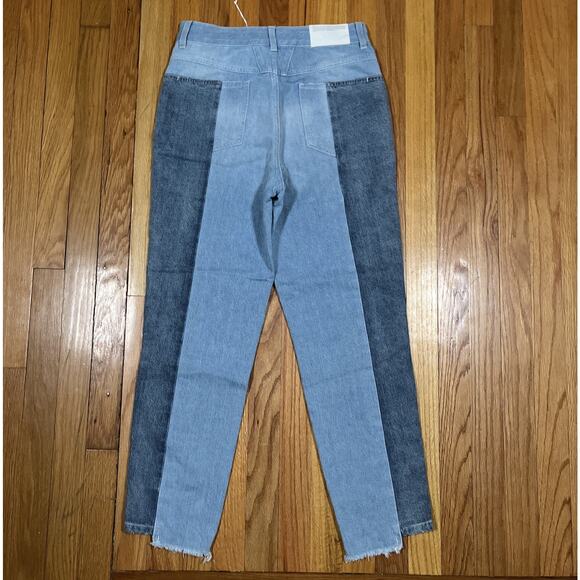 Closed Patchwork 2-Tone Denim High Rise Crop Jean Sz 28”x27” Cotton Italy Grunge - Picture 2 of 12